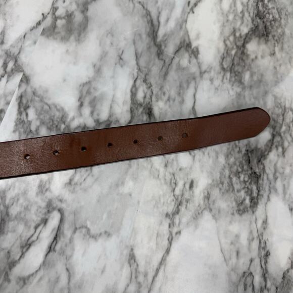 Express Brown Genuine Leather Made in USA Mens Size 38 40 Work Belt Silver Tone - Picture 7 of 12